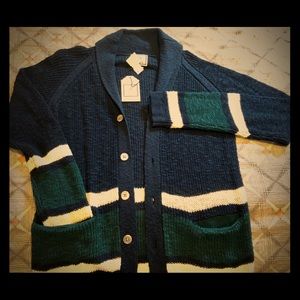 Striped shawl collar cardigan